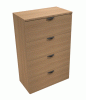 388/600 Office Furniture - modern wood-grain laminate 4-drawer lateral filing cabinet