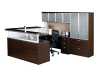 388/600 Office Furniture - modern laminate U-shaped reception desk with poly panels, transaction counter, and filling/storage unit