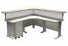 850 Office Furniture - modern modular laminate L-shaped reception desk with transaction counter and filing pedestal