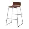 A swivel stool with sturdy steel legs and bent beachwood seat. Stackable to 8 high. Seat height is 17.5". 