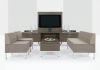 Bridges II Office Furniture - modern modular media table with storage and lounge seating