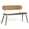 Copine Office Furniture - mid-century modern wood veneer and metal bench seating with upholstered seat for guest/meeting/collaborative/cafe/break room areas