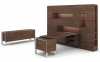 Foundations Office Furniture - modern wood veneer private executive suite with desk, storage, and display shelves