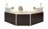 Links Office Furniture - modern two-tone laminate gallery reception desk with poly panels and transaction counter