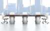 Modern Series Office Furniture - two-tone laminate boardroom/conference table with drum bases