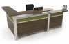 Nano Panel Office Furniture - modern laminate panel reception desk with transaction counter and tri-color panel front