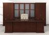 Corby Office Furniture - traditional wood veneer executive suite desk with storage unit