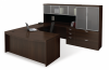 Pinnacle Office Furniture - modern laminate executive suite U-shaped desk workstation with hutch and storage unit