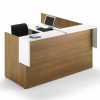 Take Off Office Furniture - modern modular two-tone laminate reception desk with waterfall transaction counter