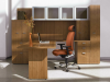 Versailles Office Furniture - modern wood veneer L-shaped executive suite desk with storage/filing unit 