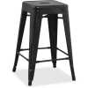 Black metal stool lorell closeup