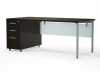 e5 Office Furniture Vancouver - modern modular laminate desk with storage/filing pedestal and glazed acrylic modesty panel